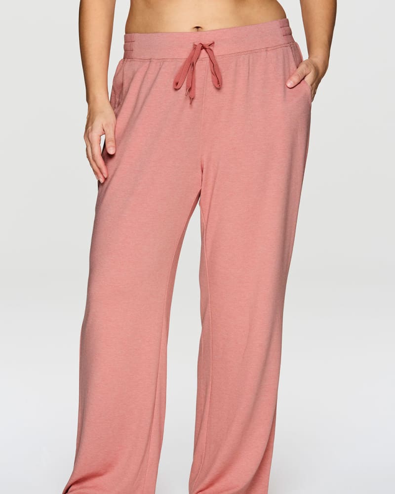 Front of a model wearing a size 1X Azalea Wide Leg Pant in Pink by RBX Active. | dia_product_style_image_id:244671